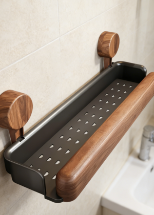 Wall-Mounted Hollow Bathroom Organiser Shelf | No-Drill Shower Rack