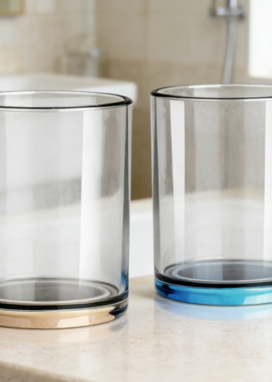 Transparent Bathroom Mouthwash Cup Set with Silicone Drip Guard (set of 7)