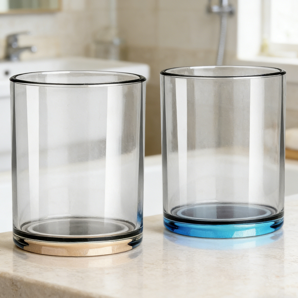 Transparent Bathroom Mouthwash Cup Set with Silicone Drip Guard (set of 7)