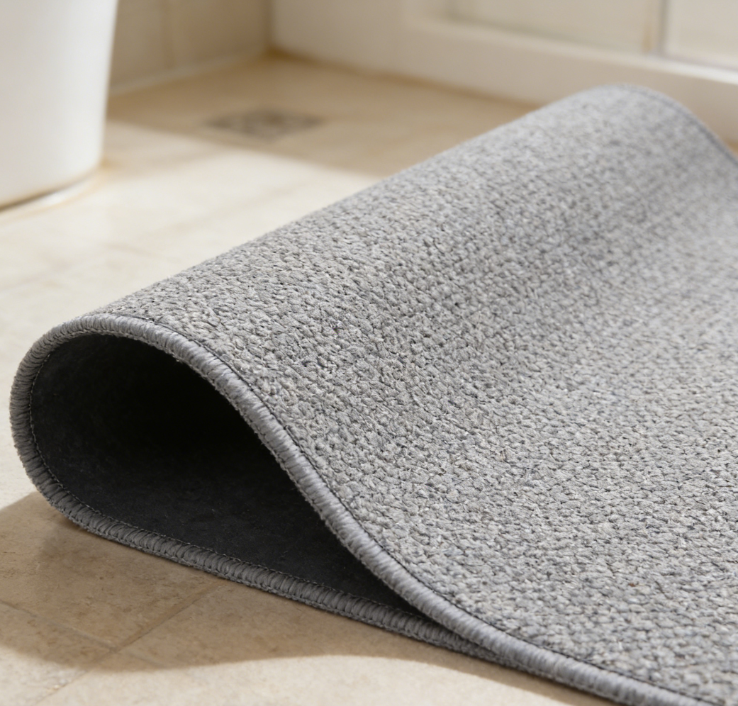 Ultra-Thin Rubber Bathroom Mat | Quick-Dry Washable Shower Rug | Grey (set of 2) - Image 2