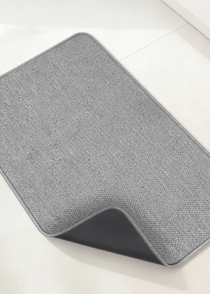 Ultra-Thin Rubber Bathroom Mat | Quick-Dry Washable Shower Rug | Grey (set of 2)