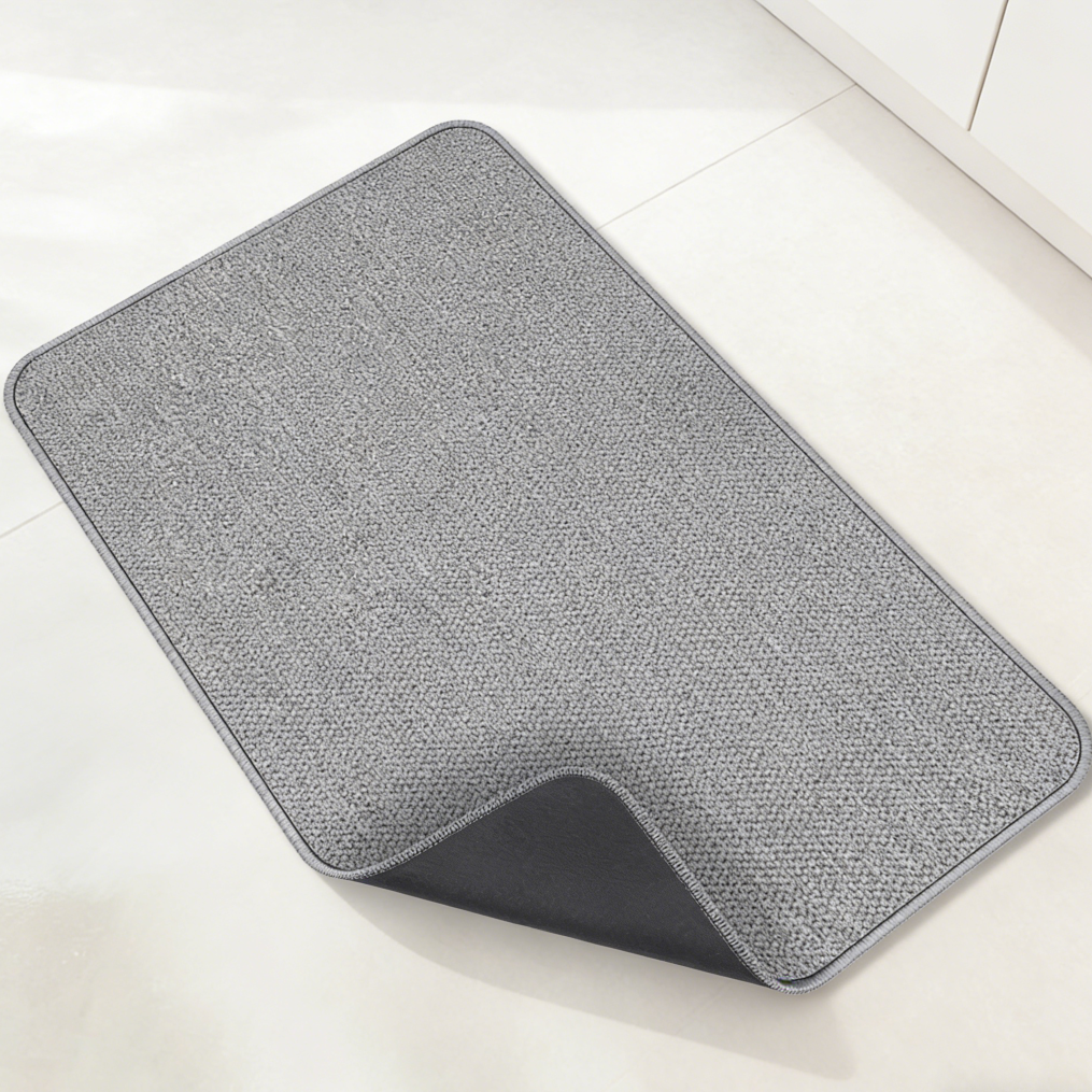 Ultra-Thin Rubber Bathroom Mat | Quick-Dry Washable Shower Rug | Grey (set of 2)