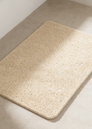 Fast-Drying Bathtub Shower Mat with Foot Scrubber | Bathroom Floor Rug | Beige (set of 3)