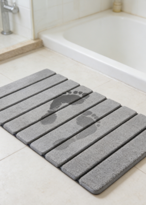 Foldable Diatomite Stone Bathroom Mat | Quick-Dry Absorbent Floor Pad | Grey (set of 2)
