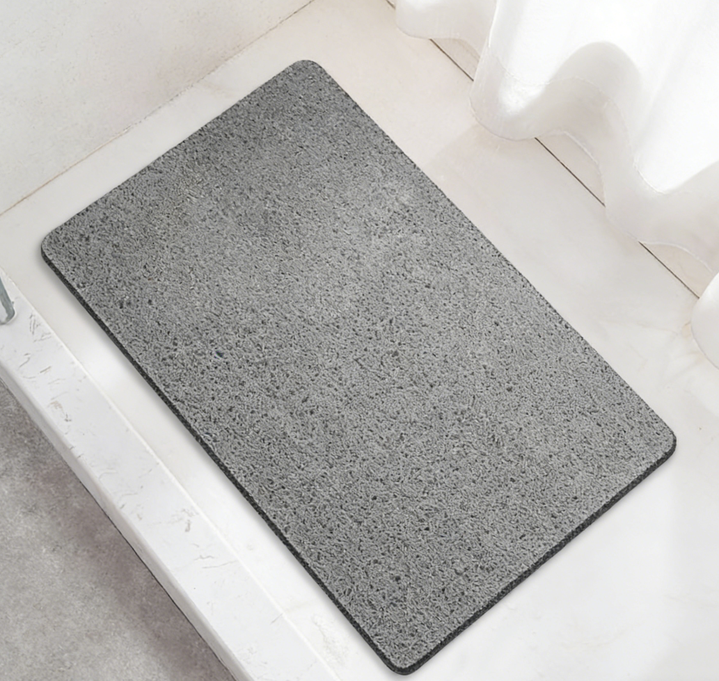 Soft PVC Loofah Bathtub Mat with Drain Holes | Quick-Drying Bathroom Shower Rug | Grey (set of 3) - Image 2