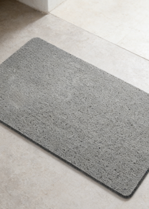 Soft PVC Loofah Bathtub Mat with Drain Holes | Quick-Drying Bathroom Shower Rug | Grey (set of 3)