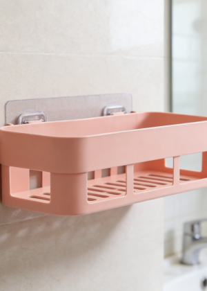 Plastic Wall-Mounted Shower Basket | Bathroom Storage Rack for Toiletries