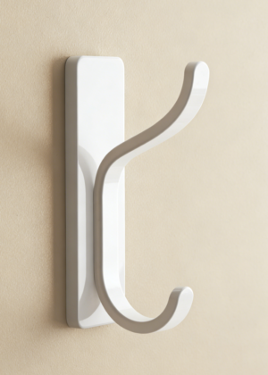 Adhesive Metal Bathroom Hooks | Stick-On Towel and Robe Wall Hangers | White (set of 10)