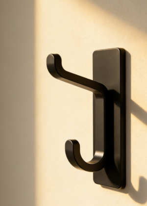 Adhesive Wall Hooks for Bathroom | Stick-On Towel Hangers | Black (set of 12)