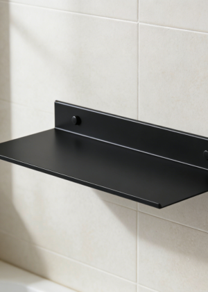 2-Pack Black Adhesive Shower Caddy | Metal Wall-Mounted Bathroom Floating Shelves